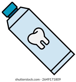 Tooth Paste filled outline isolated on white