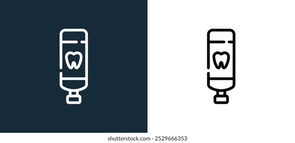 tooth paste icon isolated on white and black colors. tooth paste outline linear vector icon from bathroom collection for mobile apps, web and ui.