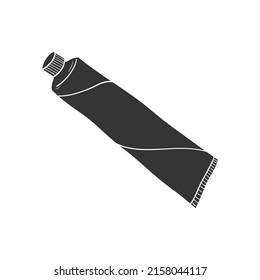 Tooth Paste Icon Silhouette Illustration. Dental Vector Graphic Pictogram Symbol Clip Art. Doodle Sketch Black Sign.