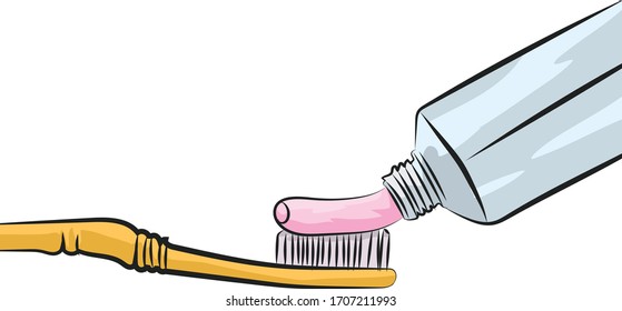 Tooth paste and pink toothbrushes