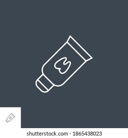 Tooth Paste Tube Line Icon. Tooth Paste Tube Line IRelated Vector Line Icon. Isolated on Black Background. Editable Stroke.