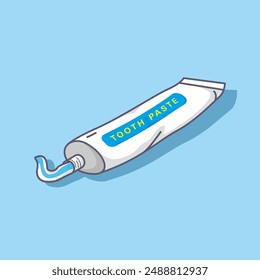 tooth paste vector illustration,dental tube.isolated on blue background.cartoon style