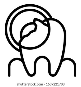 Tooth pathology icon. Outline tooth pathology vector icon for web design isolated on white background