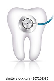 Tooth and phonendoscope abstract toothache diagnostic