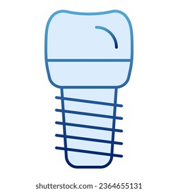 Tooth pin flat icon. Dentistry blue icons in trendy flat style. Dental implant gradient style design, designed for web and app. Eps 10