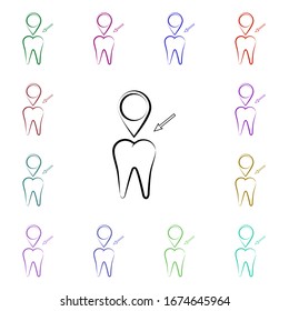 Icono de estilo multi-color de alfiler. Línea delgada simple, contorno vector de iconos dentistas para ui y ux, sitio web o aplicación móvil