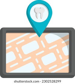 Tooth with Pin vector color icon design, Dentistry symbol, Healthcare sign, Dental instrument stock illustration, GPS Location of dental technician concept