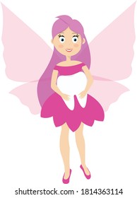 Tooth pink fairy. Vector iluustration