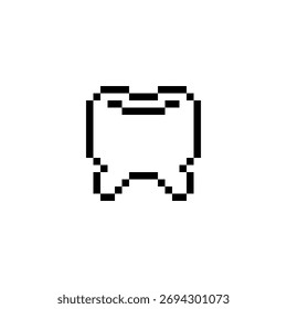 Ícone de pixel-art 1-bit dentário. Design para clínica odontológica de logotipo, selo, web, aplicativo móvel, crachás e patches, sprite de 8 bits. 