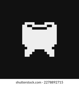 Tooth pixel art icon. 1-bit. Isolated vector illustration.
