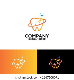 Tooth and planet for the dental logo