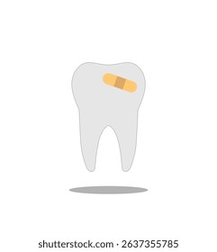 tooth and plaster on a white background,
