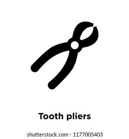 Tooth pliers icon vector isolated on white background, logo concept of Tooth pliers sign on transparent background, filled black symbol