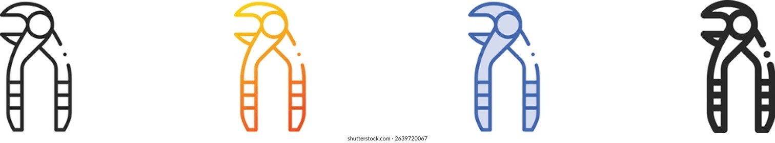 tooth pliers icon.Thin Linear, Gradient, Blue Stroke and bold Style Design Isolated On White Background