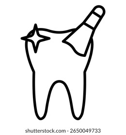 Logo de arte de contorno delgado plano Icono de pulido de dientes