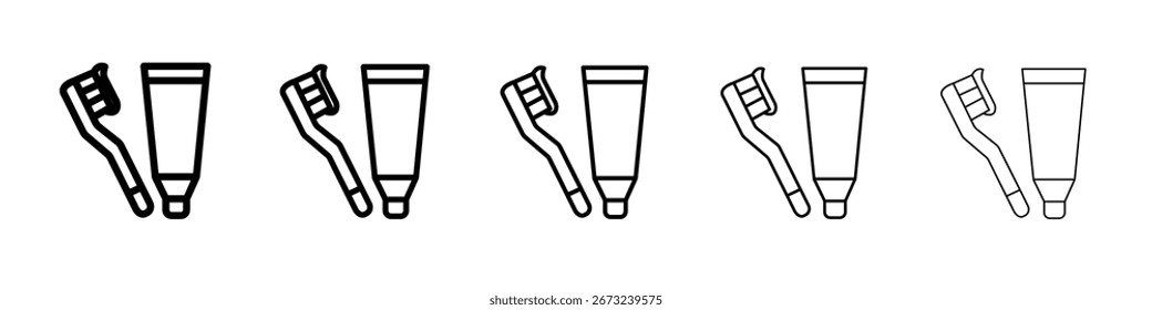 Tooth polish icon thin line outline set or collection