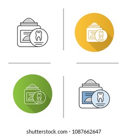 Tooth powder icon. Dentifrice. Flat design, linear and color styles. Isolated vector illustrations