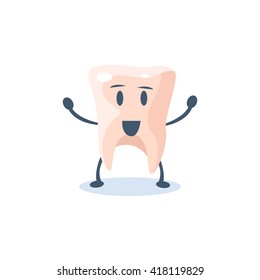 Caricatura De Estilo Primitivo Diente En Diseño Vector Infantil Plano Ilustración Aislada En Fondo Blanco