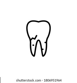 Problema dental, problema dental, ilustración del vector de línea delgada simple