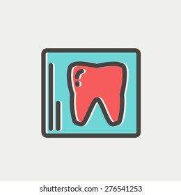 Tooth protected by a glass icon thin line for web and mobile, modern minimalistic flat design. Vector icon with dark grey outline and offset colour on light grey background.