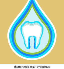 tooth in protection drop flat design vector