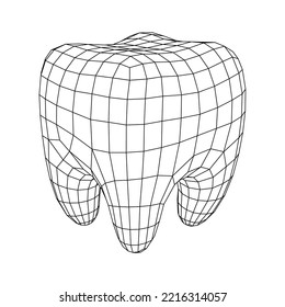 Tooth protection of enamel. Teeth protection, tooth care dental medical concept. Wireframe low poly mesh vector illustration