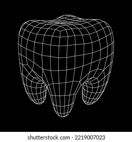 Tooth protection of enamel. Teeth protection, tooth care dental medical concept. Wireframe low poly mesh vector illustration