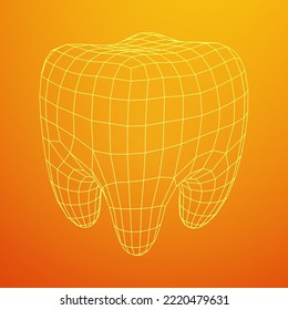 Tooth protection of enamel. Teeth protection, tooth care dental medical concept. Wireframe low poly mesh vector illustration