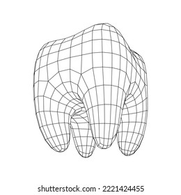 Tooth protection of enamel. Teeth protection, tooth care dental medical concept. Wireframe low poly mesh vector illustration