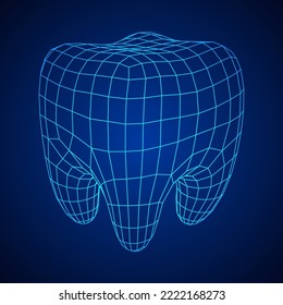 Tooth protection of enamel. Teeth protection, tooth care dental medical concept. Wireframe low poly mesh vector illustration