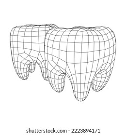 Tooth protection of enamel. Teeth protection, tooth care dental medical concept. Wireframe low poly mesh vector illustration