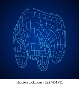 Tooth protection of enamel. Teeth protection, tooth care dental medical concept. Wireframe low poly mesh vector illustration