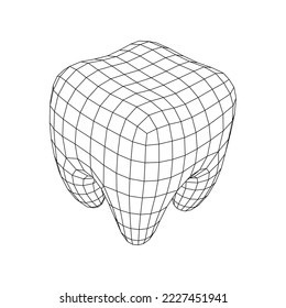 Tooth protection of enamel. Teeth protection, tooth care dental medical concept. Wireframe low poly mesh vector illustration