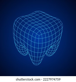 Tooth protection of enamel. Teeth protection, tooth care dental medical concept. Wireframe low poly mesh vector illustration