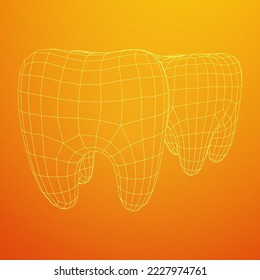 Tooth protection of enamel. Teeth protection, tooth care dental medical concept. Wireframe low poly mesh vector illustration