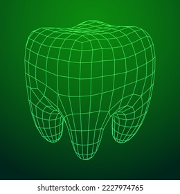 Tooth protection of enamel. Teeth protection, tooth care dental medical concept. Wireframe low poly mesh vector illustration