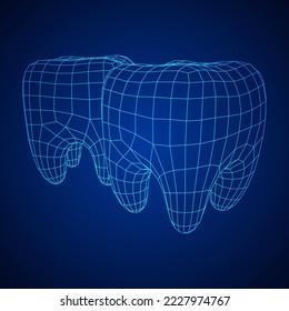 Tooth protection of enamel. Teeth protection, tooth care dental medical concept. Wireframe low poly mesh vector illustration