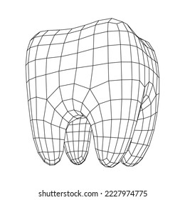 Tooth protection of enamel. Teeth protection, tooth care dental medical concept. Wireframe low poly mesh vector illustration