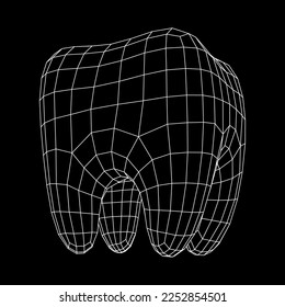 Tooth protection of enamel. Teeth protection, tooth care dental medical concept. Wireframe low poly mesh vector illustration