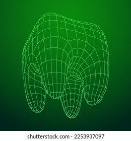 Tooth protection of enamel. Teeth protection, tooth care dental medical concept. Wireframe low poly mesh vector illustration