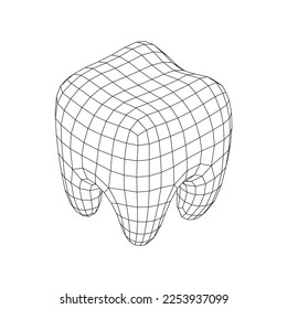 Tooth protection of enamel. Teeth protection, tooth care dental medical concept. Wireframe low poly mesh vector illustration