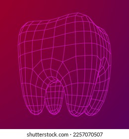 Tooth protection of enamel. Teeth protection, tooth care dental medical concept. Wireframe low poly mesh vector illustration