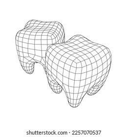 Tooth protection of enamel. Teeth protection, tooth care dental medical concept. Wireframe low poly mesh vector illustration