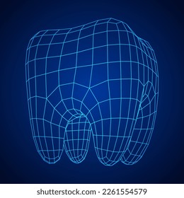 Tooth protection of enamel. Teeth protection, tooth care dental medical concept. Wireframe low poly mesh vector illustration