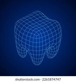 Tooth protection of enamel. Teeth protection, tooth care dental medical concept. Wireframe low poly mesh vector illustration