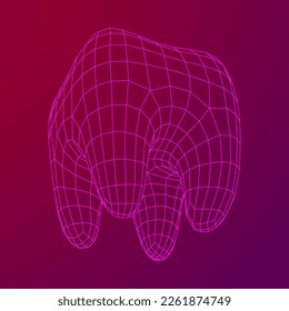 Tooth protection of enamel. Teeth protection, tooth care dental medical concept. Wireframe low poly mesh vector illustration