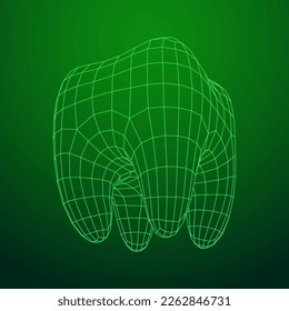 Tooth protection of enamel. Teeth protection, tooth care dental medical concept. Wireframe low poly mesh vector illustration