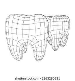 Tooth protection of enamel. Teeth protection, tooth care dental medical concept. Wireframe low poly mesh vector illustration