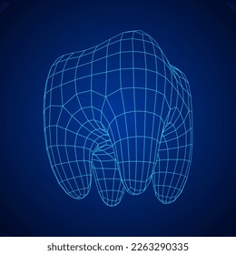 Tooth protection of enamel. Teeth protection, tooth care dental medical concept. Wireframe low poly mesh vector illustration