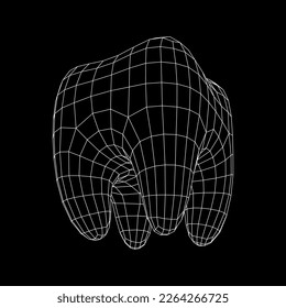 Tooth protection of enamel. Teeth protection, tooth care dental medical concept. Wireframe low poly mesh vector illustration